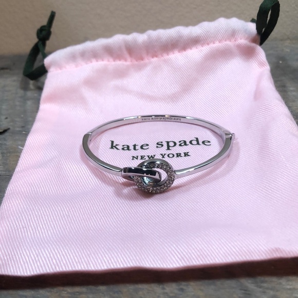 Kate Spade Rhinestone accent silver tone hinge bangle bracelet - Picture 2 of 9